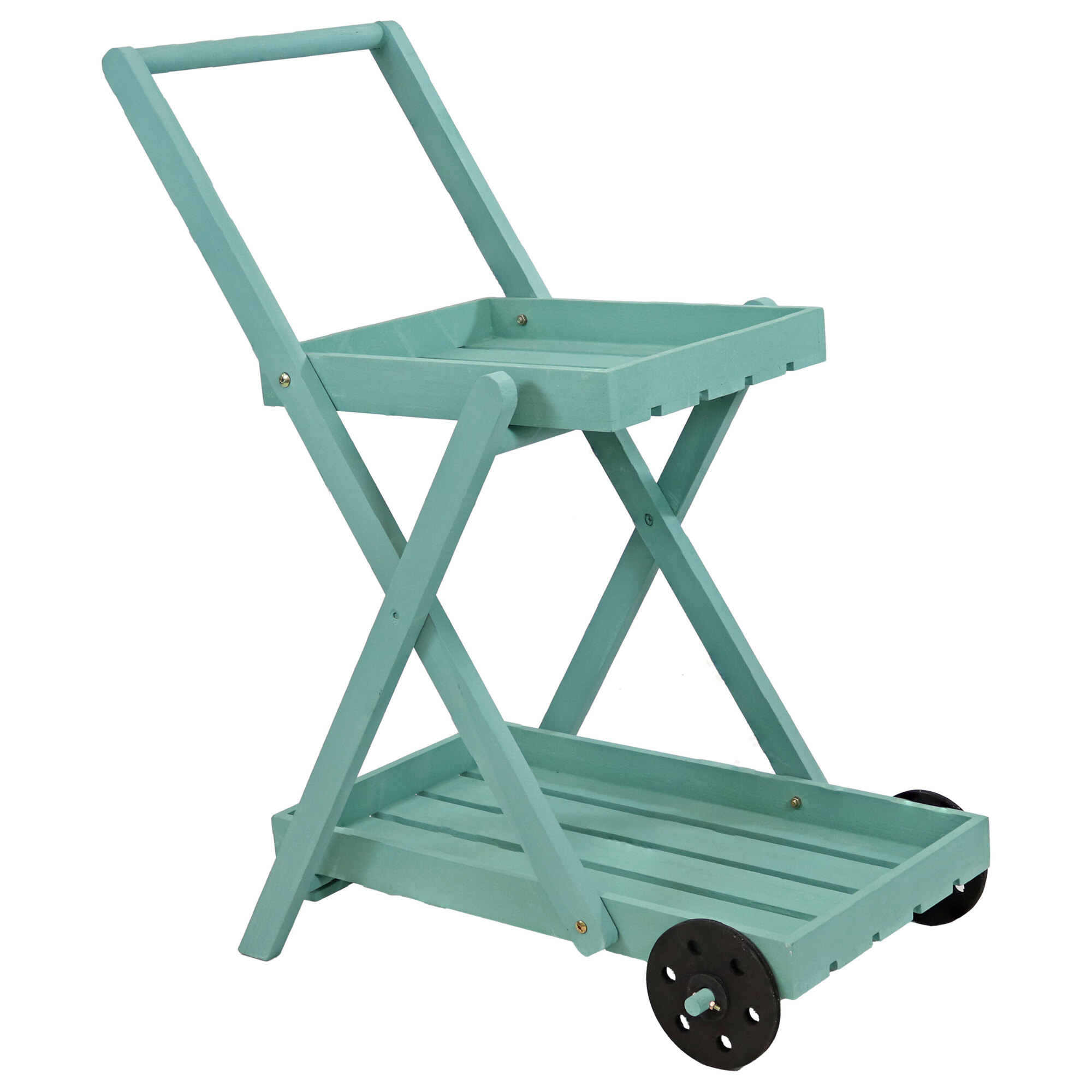 Sunnydaze Decor, 2-Tier Wheeled Planter Stand - Robin Egg, Model# IEO-8226